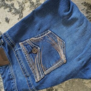 Maurices Blue Straight Leg Jeans with Contrast Stitching